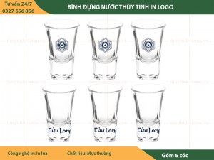 Bộ cốc thủy tinh uống rượu in logo