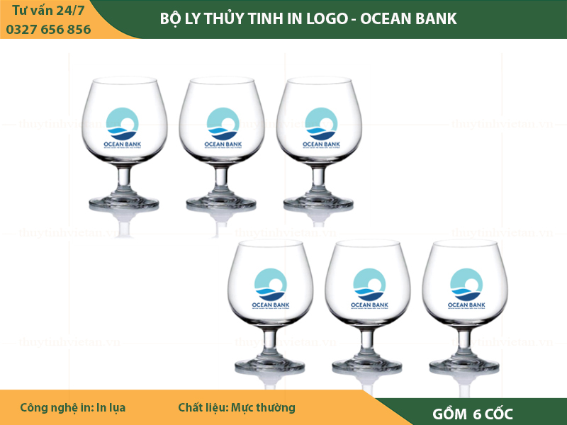 Bộ ly thủy tinh in logo